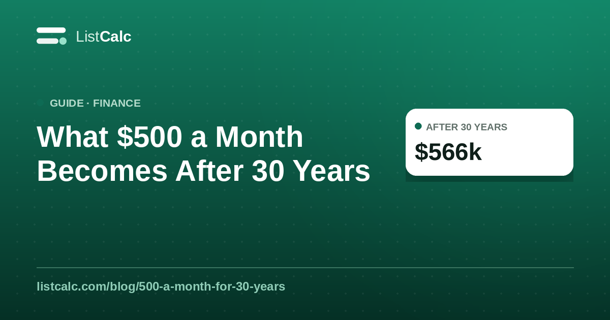 What $500 a Month Becomes After 30 Years — ListCalc