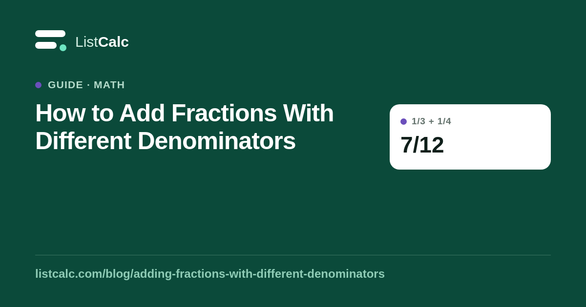How to Add Fractions With Different Denominators — ListCalc