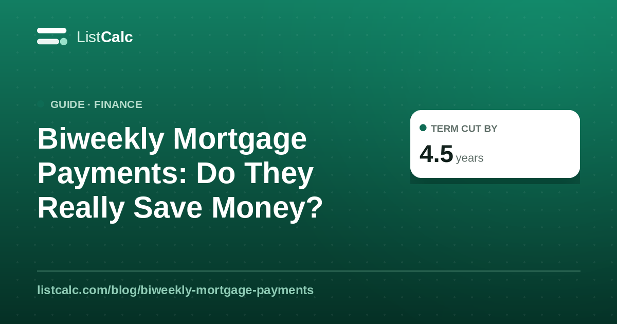 Biweekly Mortgage Payments: Do They Really Save Money? — ListCalc