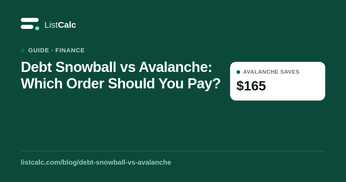 Debt Snowball vs Avalanche: Which Order Should You Pay? — ListCalc