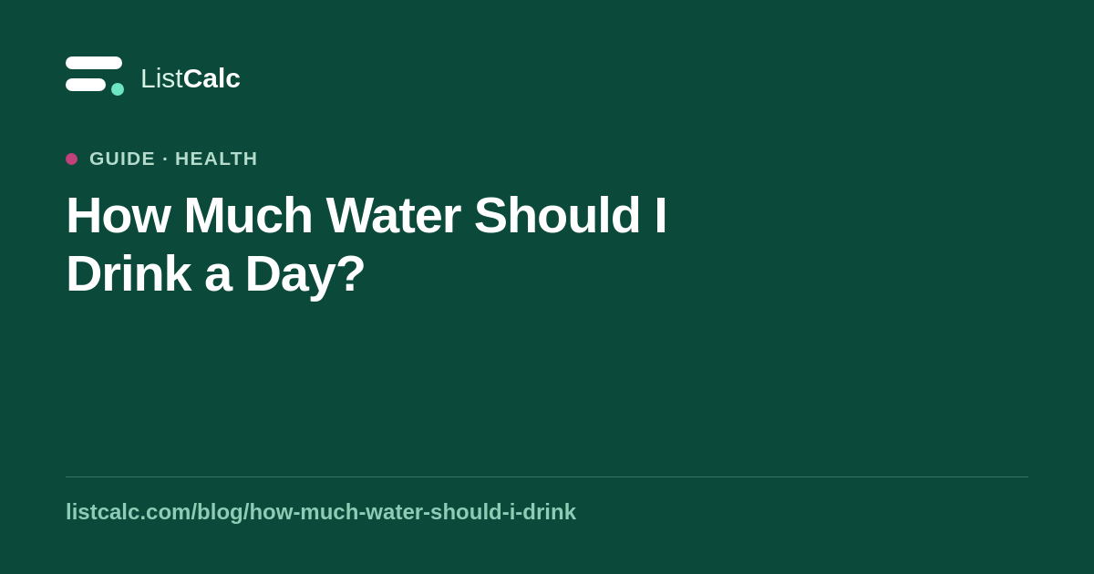 How Much Water Should I Drink a Day? — ListCalc