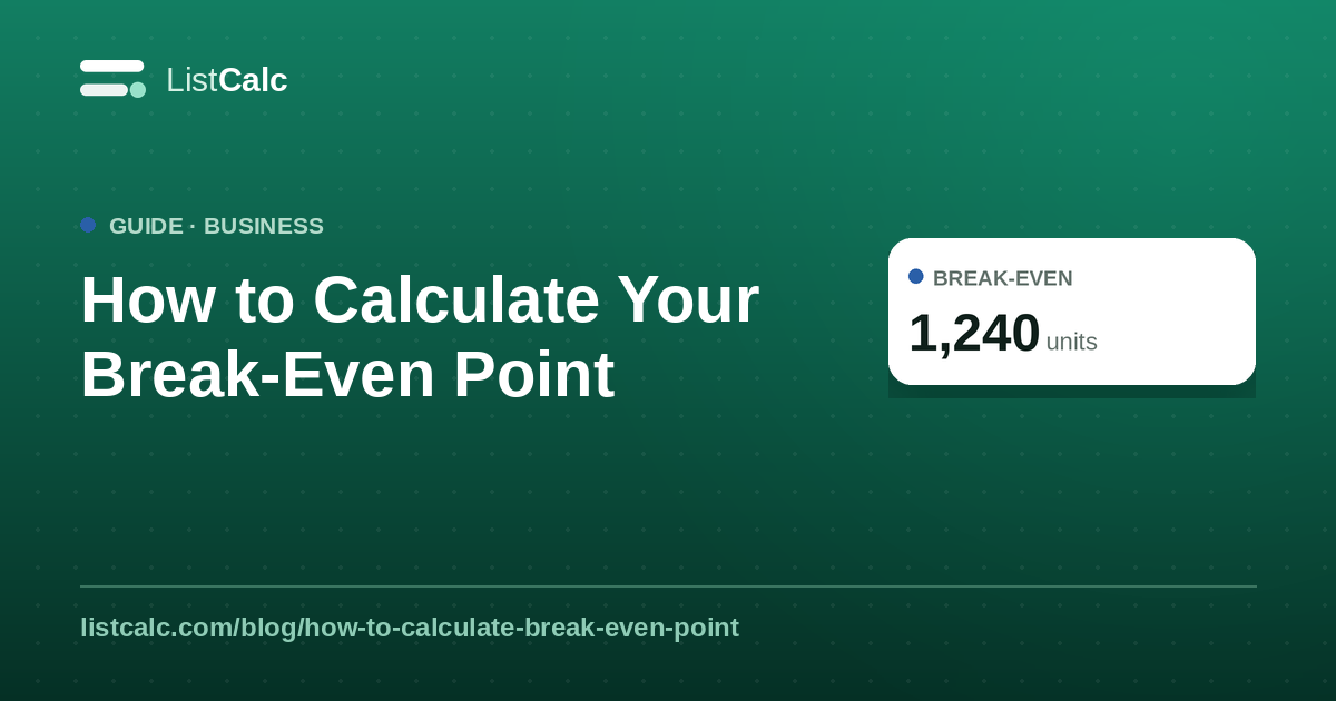 How to Calculate Your Break-Even Point — ListCalc