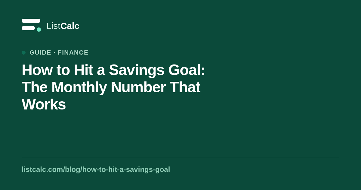How to Hit a Savings Goal: The Monthly Number That Works — ListCalc