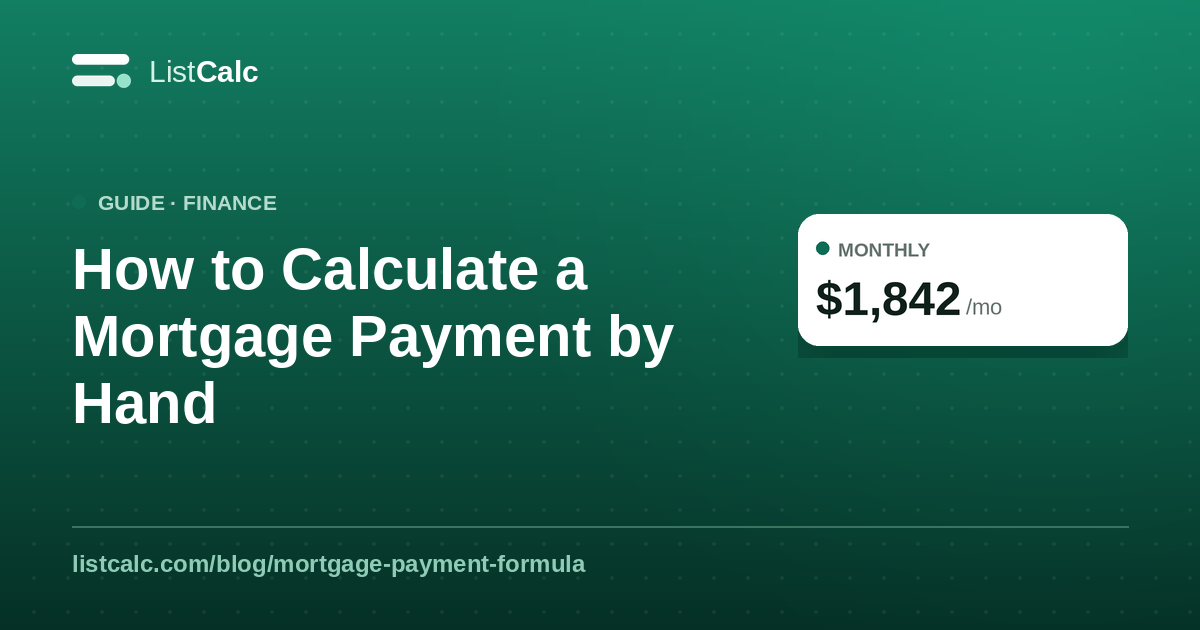 How to Calculate a Mortgage Payment by Hand — ListCalc
