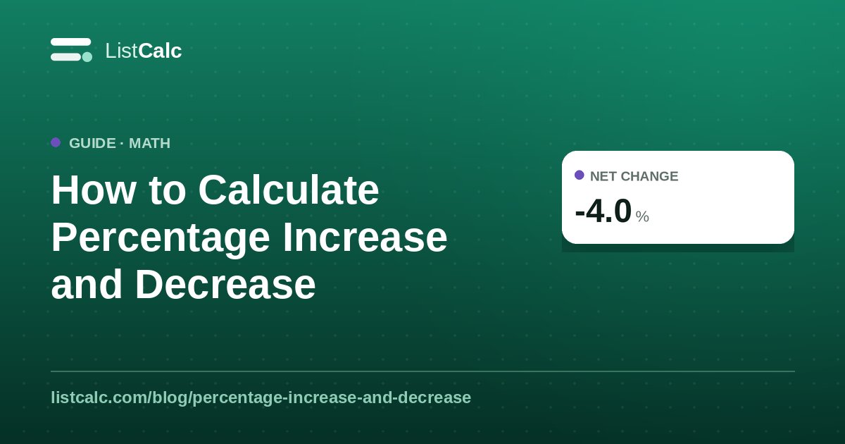 How to Calculate Percentage Increase and Decrease — ListCalc