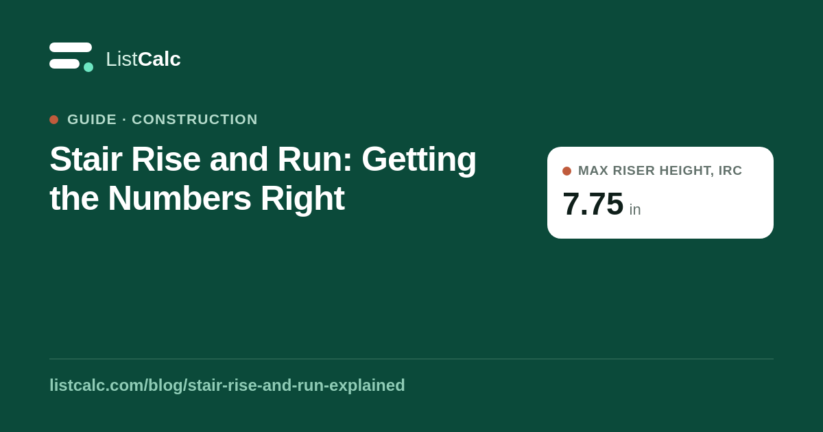 Stair Rise and Run: Getting the Numbers Right — ListCalc